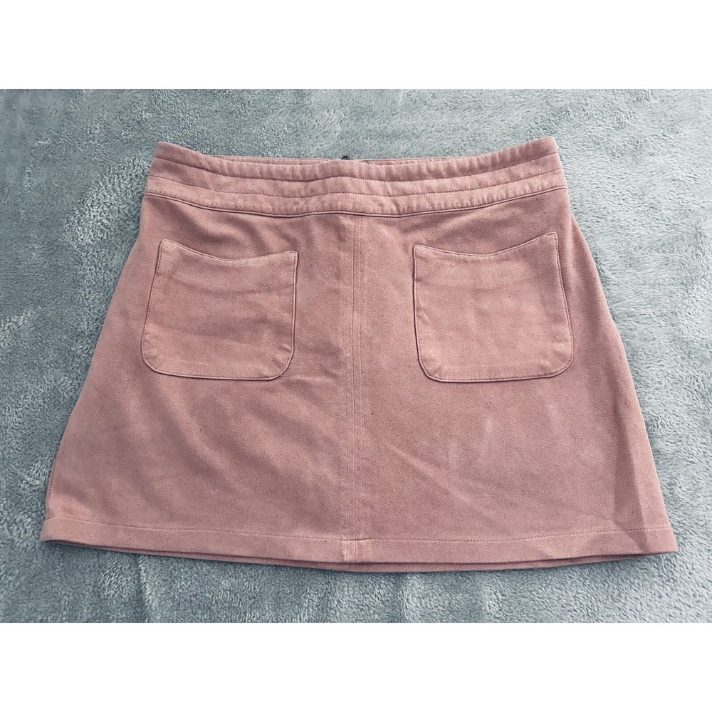 Kendall & Kylie Skirt Women Small Pink Terra Velvet Mini Front Pockets Back Zip